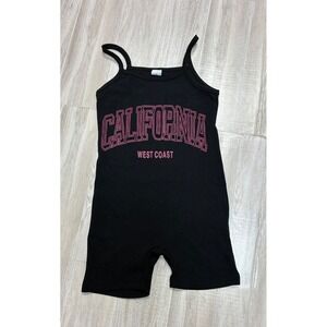 SHEIN Girls Black California West Coast Ribbed Cami Romper Shorts Size 4Y